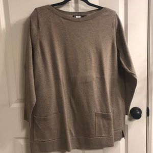 Taupe Jeanne Pierre sweater with pockets size 2x
